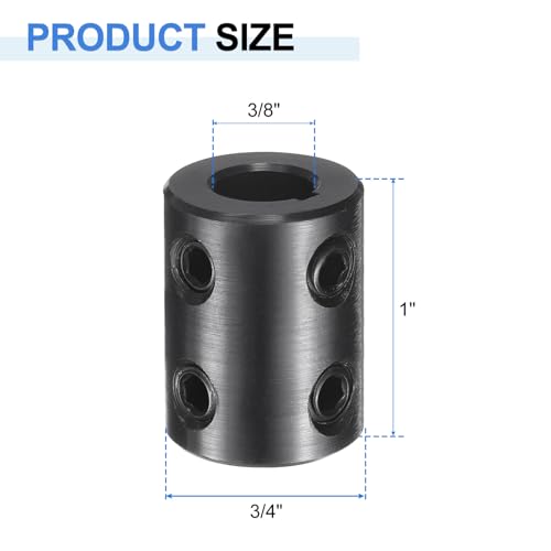 uxcell Shaft Coupling, 3/8" Bore 3/4" OD 1" Length Black Oxide Plated ASTM1045 Steel Rigid Coupling for 3D Printers Motor Wheel(4 Set Screws) - size: 3/8" Bore 3/4" OD 1" Length