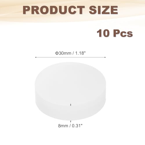 PATIKIL Solid Round Silicone Rubber Sheet, 10 Pcs 30mm OD x 8mm Thick Round Silicone Sealing Gasket Pads Bumper Pads for Home Craft Industrial Anti Vibration Slip Gasket, Translucent - size: 30mm x 8mm