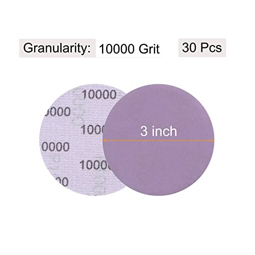 uxcell 30Pcs 3" Purple Sanding Discs 10000 Grits Hook and Loop Sand Paper - style: 10000 Grit