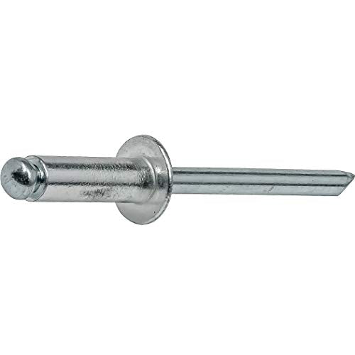 Fastenere Pop Rivets 1/8" x 5/16" (100 pcs) Aluminum Body Steel Mandrel, Heavy Duty, Open End, Low Carbon, Dome Head Blind Rivets, Corrosion Resistant & High Shear Strength, 4-5 Gap .251" - .312" - size: 1/8" x 5/16" (4-5) (100 Pack)