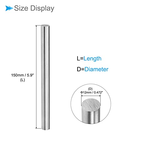 Round Steel Rod, 12mm Diameter 150mm Length, High Speed Steel Bar Stock Craft DIY Tool - (Applications: for Drill Lathes Boring Machine), 1-Piece - size: 12mm x 150mm