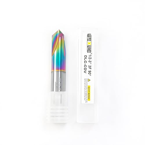 Tools Chamfer End Mill for Wood, Alloy Steel, Hardened Steel, Carving, Drilling and Chamfering, V Groove, 90 Degree, Mill Bits Sets for DIY, 3 Flute, 1/4" Shank (1 Piece, 1/2 90°) - size: 1/2-3" 3F 90° 1pcs For Wood & Alu