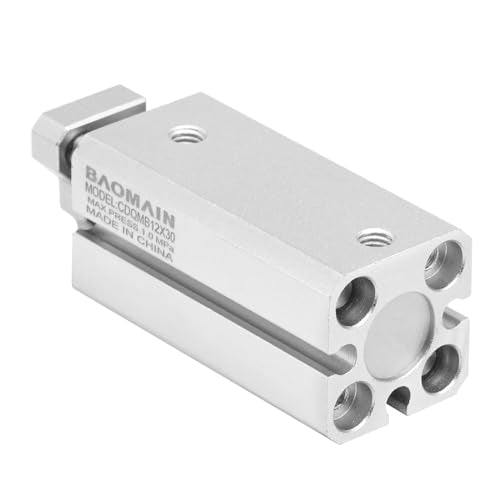 Baomain Pneumatic Compact Air Cylinder, Bore 12mm Stroke 30mm Guide Rod Type Directly Mounted Double Acting CDQMB12-30