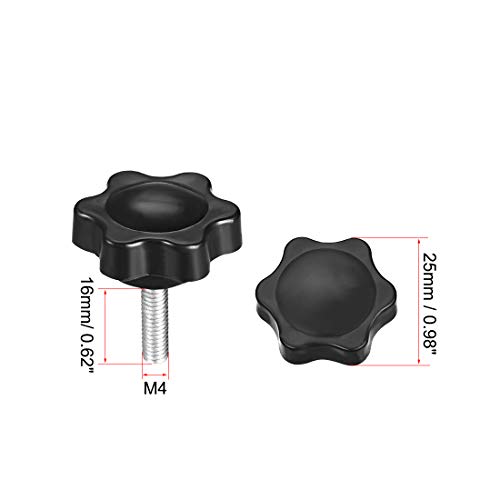uxcell Clamping Handle Screw Knobs Handle Star Knob M4 x 16mm Male Thread 5pcs - size: M4*16