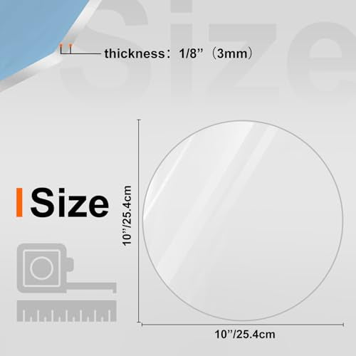 KINLINK 10in Plexiglass Sheets 1/8 inch Thick, 3mm Clear Circle PET Plastic Sheet for DIY Project, Craft, Cake Disk, Table top, Acrylic Sign and Wedding Invitation 2 Pack - size: 10 Inch, 3mm