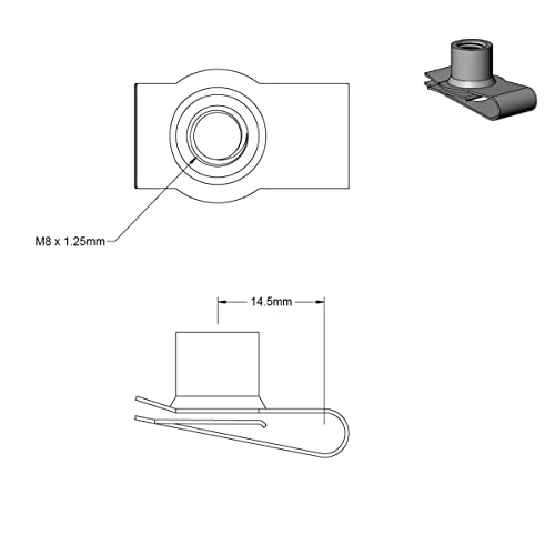 M8 Stainless Steel U -Style Clip-On Nut,U-Type Fasteners (Pack of 25) - size: M8 SS