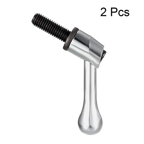 uxcell M10 x 25mm Handle Adjustable Clamping Lever Thread Push Button Ratchet Male Threaded Stud Knobs Locking Rotating Screw Handles Quick Release Bolt Silver Tone 2pcs - size: M10 x 25mm