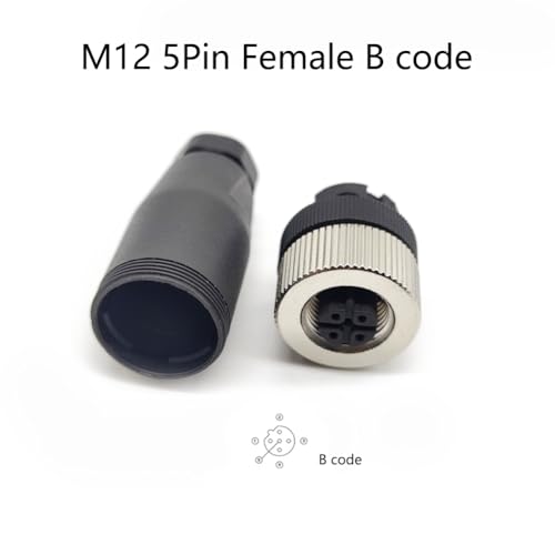 5 Pcs M12 5 Pin B Code Female Connector, IP67 Waterproof B Code Industrial Circular Connector Field Wireable Adapter Unshielded Straight Type Sensor for PG7 Cable 125V 4A - size: M12 5Pin B Code female Straight