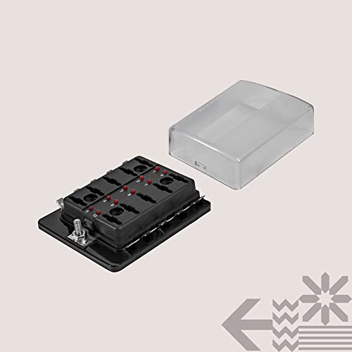 TRUE MODS 10 Way Blade Fuse Box Block 12 Volt Automotive 100A ATC ATO LED - size: Fuse Box without Busbar (Pack of 1)