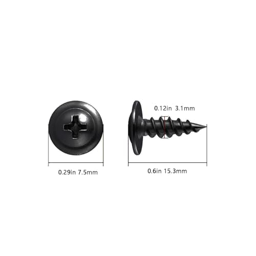 Wensilon(700 pcs)#4×1/2" Phillips Truss Head Wood Screws Black Galvanizing Quick Metal Self Tapping. - color: Black, size: #4×1/2"