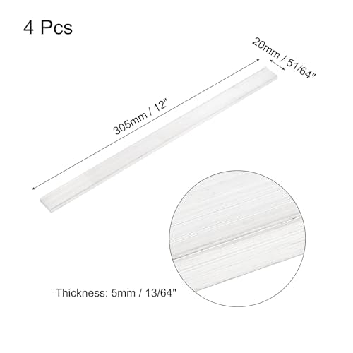 MECCANIXITY 4 Pcs Square Aluminum Flat Bar, 1/16" (5mm) Thick x 13/16" (20mm) Width x 12" (305mm) Long 6061 Aluminum Flat Plate Solid New Mill Stock Silver for Industrial Building - size: 1/16"(5mm)x13/16"(20mm)x12"(305mm)