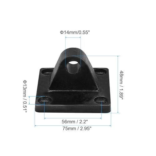 PATIKIL 75x75x48mm Air Cylinder Foot Flange Rod Pivot Clevis Pneumatic Mounting Bracket Rear Mount Parts, Black - size: 75x75x48mm