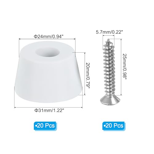 PATIKIL Cutting Board Feet,12 Pieces Non Slip Rubber Feet Bumpers with 304 Stainless Steel Screws for Cutting Board Furniture Chairs Desks 1.22" Wx0.79 H, White - size: 1.22"Wx0.79"H