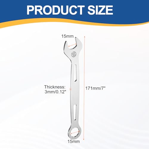 HARFINGTON 2Pcs Combination Wrench 15mm Metric 12-Point Box and Open End - size: 15mm