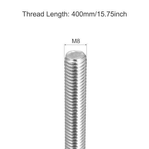 MECCANIXITY Fully Threaded Rod M8 x 400mm 1.25mm Thread Pitch 304 Stainless Steel Right Hand Threaded Rods Bar Studs 6 Pack - size: M8 x 400mm