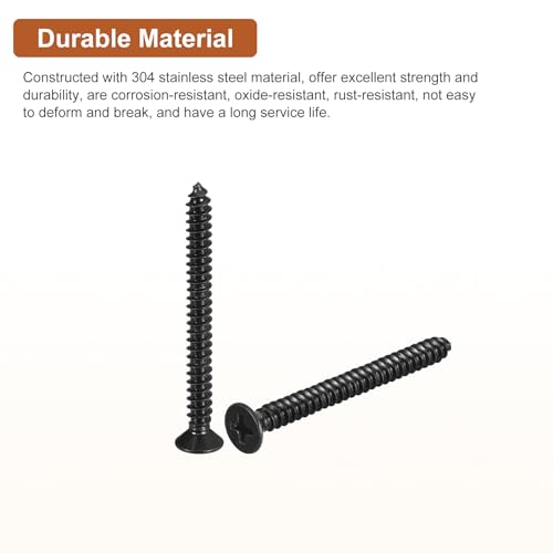DTGN 50Pcs #10x2 Flat Head Wood Screws, 304 Stainless Steel - Black - color: Black, size: #10x2"