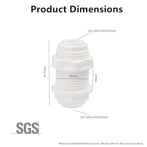 3/8" Bulkhead Connector Include end Plug- Push to Connect Fitting for RO Reverse Osmosis Systems, 3/8" OD Tube, Water Filter & Plumbing Quick Connect Adapter (5 PCS) - style: 3/8" X 3/8" Bulkhead Connector(5)