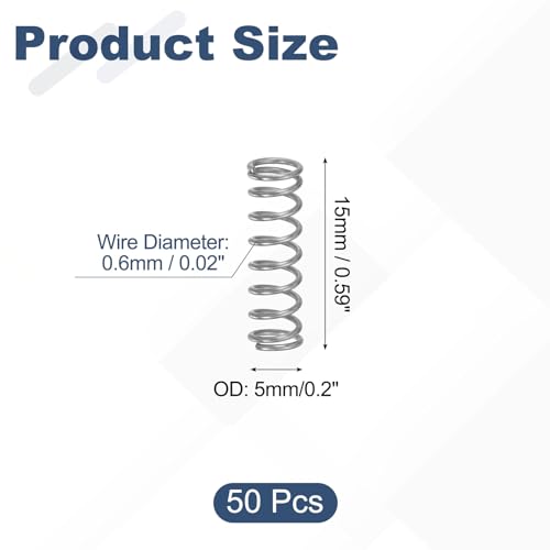 uxcell 50Pcs 304 Stainless Steel Compression Springs,0.6mmWD, 5mm ODx15mm L - size: 5mmx15mm
