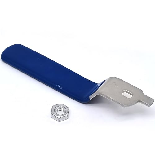1 Piece Hole Size 4×6mm 201 Stainless Stee Ball Valve Handle with Blue Plastic Handle Grip & Nut Forl 1/2inch Ball Valve,180 Degree No Positioning Round Head(Straight) - size: 4x6mm,1/2in Straight