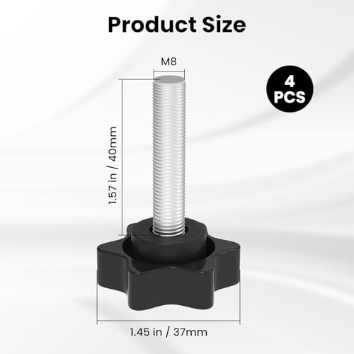 Aifeier ET 4 Pcs M8 x 40mm Knurled Thread Clamping Knob Handle - size: M8 x 40 mm