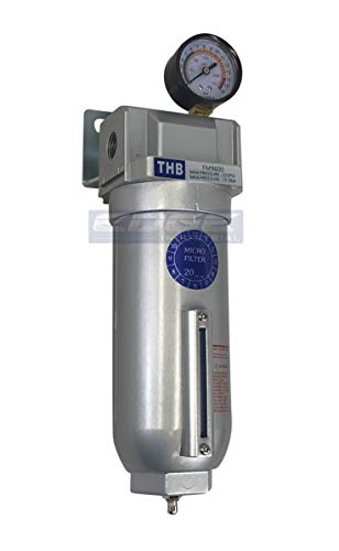HEAVY DUTY INDUSTRIAL GRADE COALESCING FILTER WITH 0.01u MICRON ELEMENT, 11oz METAL BOWL, REMOVES 99.98% MOISTURE, VAPOR AND OIL FROM COMPRESSED AIR LINES, MANUAL DRAIN (1/2" NPT, 11oz BOWL) - style: 1/2" NPT, 11oz BOWL
