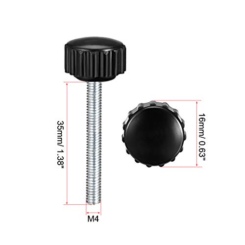 uxcell M4 x 35mm Metric Male Thread Knurled Clamping Knobs Grip Thumb Screw on Type Hand Clamping Handle Bolt with Plastic Knobs Black 8 Pcs - size: M4 x 35