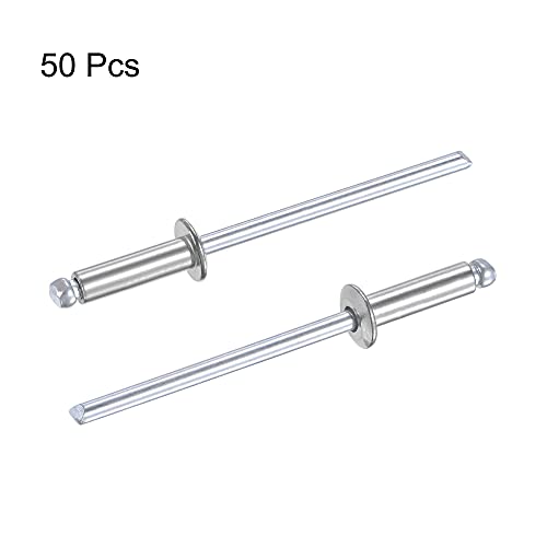uxcell Blind Rivets 304 Stainless Steel 3.2mm Diameter 11mm Grip Length Silver 50pcs - size: 3.2mm x 11mm