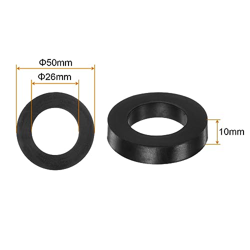 HARFINGTON 8pcs Rubber Spacer 2" OD 1" ID 0.4" Thick Black - size: 26mm x 50mm x 10mm