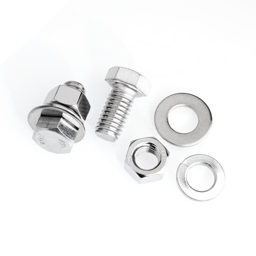 Mywish (10 Sets) 3/8-16x3/4 Hex Head Assorted Screws Nuts and Bolts with Flat & Lock Washers, 304 Stainless Steel 18-8, Fully Threaded, 5/16 Bolt Metric Bolt Assortment - size: 3/8-16 x 3/4 (10 set)
