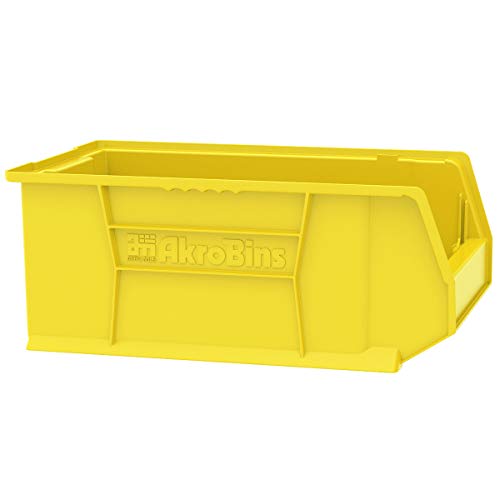 Akro-Mils 30281 Super-Size AkroBins Plastic Storage Bins, Space-Saving Stackable Bins for Garage, Classroom, Warehouse Organization, 20" L x 12" W x 8" H, Yellow, 3-Pack - color: Yellow