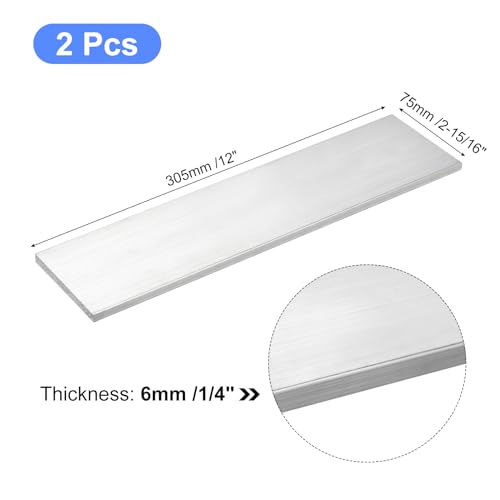 uxcell Square Aluminum Flat Bar, 2pcs 1/4" Thickness 2-15/16" Width 12" Length Square Aluminum Bar 6061 Aluminum Flat Plate, 6 x 75 x 305mm T6511 Solid New Mill Stock - size: 1/4" x 2-15/16" x 12"