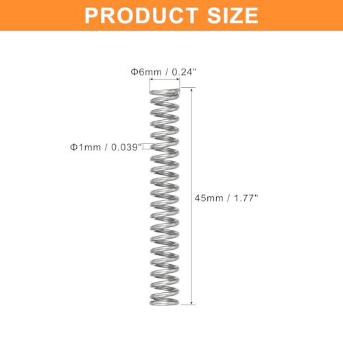 uxcell 5Pcs Compression Spring, Wire Diameter 0.039", OD 0.24", Free Length 1.77" 304 Stainless Steel Coil Mechanical Compressed Spring, Silver - size: 0.039" x 0.24" x 1.77"