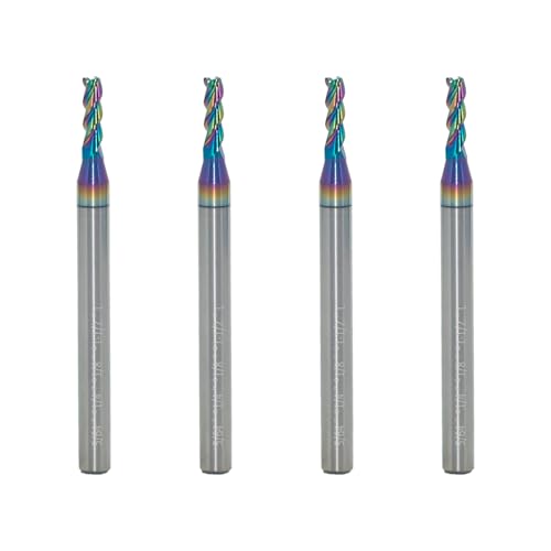 5/64" Carbide Square End Mill, 3 Flute, DLC Coating, 4 Pcs - size: 5/64" (4 Pieces)