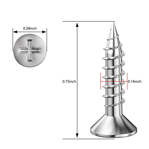 Wensilon (600Pcs) #6x3/4 Wood Screw Quick Metal Self Tapping Flat Head 304 Stainless Steel - color: Silver, size: #6x3/4