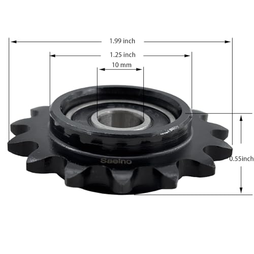 #35 Roller Chain Idler Sprocket Type C 10mm bore 15 Tooth with Bearing 6000RS,Hardened Antirust 1045 Steel Drive Sprockets 35BB15-10mm