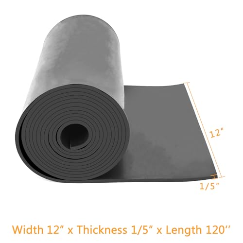 HooTown Solid Rubber Sheets Strips, No Adhesive Neoprene Rubber Rolls Seal - size: 12” Wide x 120” Long, style: 1/5" Thick