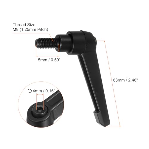 HARFINGTON 6pcs Adjustable Clamping Lever Handles M8 x 15mm Male Thread Bolt Knobs Rotating Screw Locking Quick Release Ratchet Push Button Handle, Black - size: M8 x 15mm