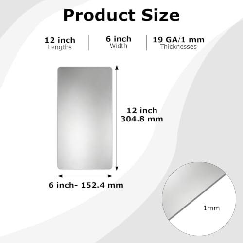 6 Pcs 19 Gauge Cold-Rolled Steel Plates,12"X6" Sheet Metal Cold Rolled - size: 12"x6", 19 Gauge