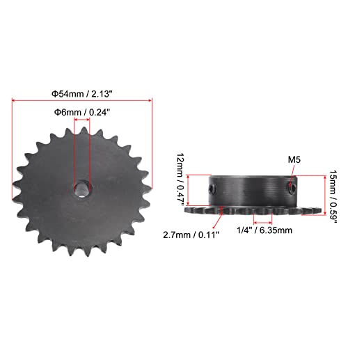 uxcell 25 Tooth Roller Sprocket B Type #25 Chain Single Strand 6mm Bore - size: 6mm