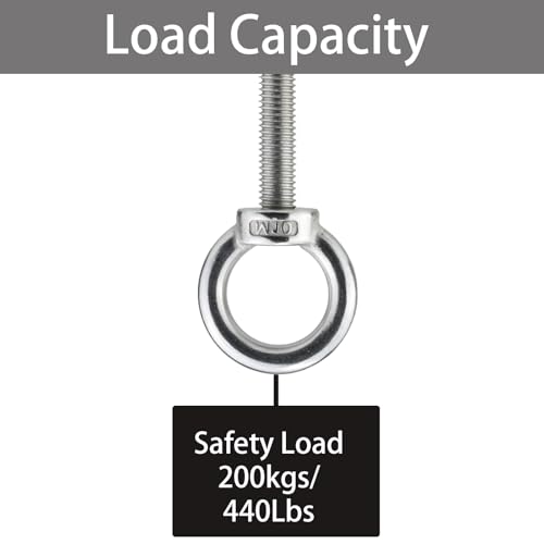 M10 x 76mm Stainless Eye Bolt with Nuts 4 Pack, 3/8" x 3 inch Long Shoulder Lifting Ring Eye Bolt for Boat & Hanging, Heavy Duty Marine Grade Threaded Eyebolts for Swing Tie Down Outdoor - size: M10x76mm (3/8"x3")
