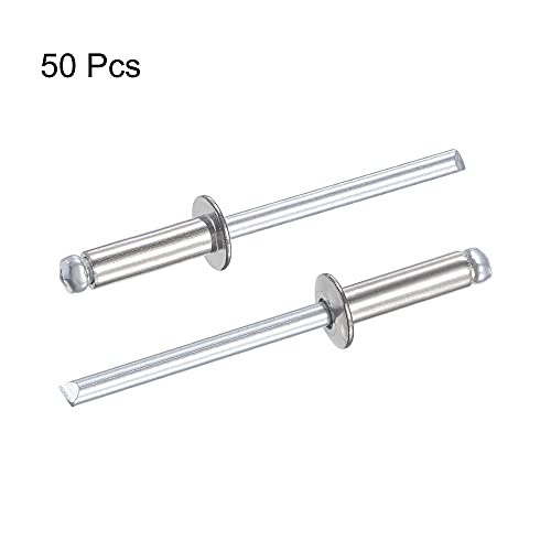 uxcell Blind Rivets 304 Stainless Steel 4mm Diameter 13mm Grip Length Silver 50pcs - size: 4mm x 13mm