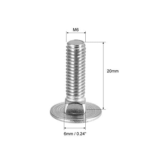 uxcell Carriage Bolts, Neck Carriage Bolt 304 Stainless Steel M6x20mm 20pcs - size: M6x20mm