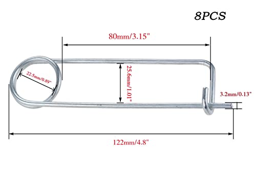 8PCS Steel Brooch Shape Cotter Safety Pins, Spring Pin Quick Lock Brooch Locking Fastener for Farm Lawn Garden Hitch -8Sizes (Size: 3.2*80*25.6mm/0.13*3.15*1.01inch 8PCS/Set) - size: Size: 3.2*80*25.6mm/0.13*3.15*1.01inch 8PCS/SET