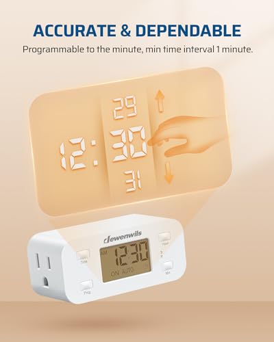DEWENWILS Indoor 24 Hour Programmable Digital Timer Outlet, 1 Outlet,2 Pack - style: White-2PK