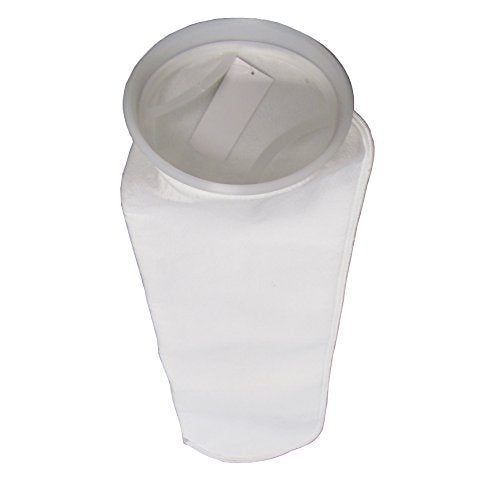 (10 Pack) #2 Size 1 Micron Liquid Filter Bags, Polyester Felt Material, Polypropylene Ring, 7-1/16" Diameter x 32" Length, 4.4 Square Feet Surface Area, Max Temperature 300°F, Welded Seams