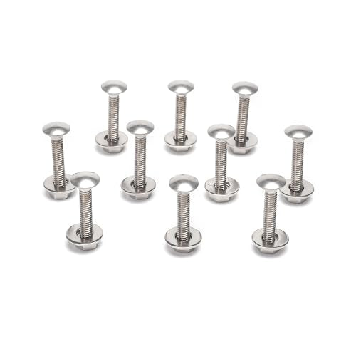 (10 Sets) 1/4-20 x 1-1/2" Carriage Bolts and Nuts Kit, Round Head Square Neck Screws, Stainless Steel 18-8 (304)