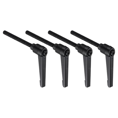 uxcell 4pcs Lever Adjustable Handles M6 x 60mm Metric Male Thread with Nuts Washers, Level Clamping Handle Set Hand Stud Knobs Rotating Screw Handles Bolts with Locking Lever, Black - size: M6 x 60mm