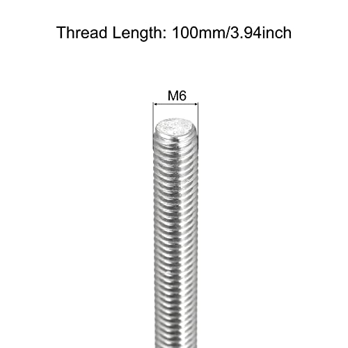 MECCANIXITY Fully Threaded Rod M6x100mm 1mm Thread Pitch Right Hand Rods - size: M6 x 100mm