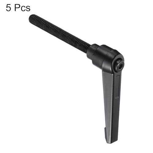 uxcell 5pcs Adjustable Clamping Lever Handle M8 x 70mm Metric Black Oxide Carbon Steel Male Threaded Stud Hand Knobs Ratchet Rotating Screw Handles Bolts with Locking Lever Black - size: M8 x 70mm