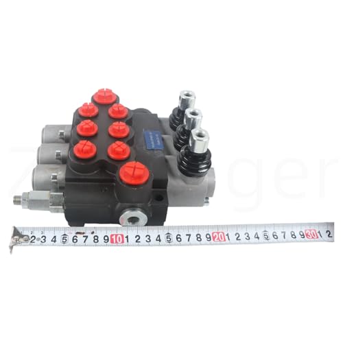 1 Piece Hydraulic Directional Control Valve 3 Spool 11 GPM G Port Adjustable Pressure Relief Lever Handle One-Piece Double Acting Parallel Center 3600 PSI